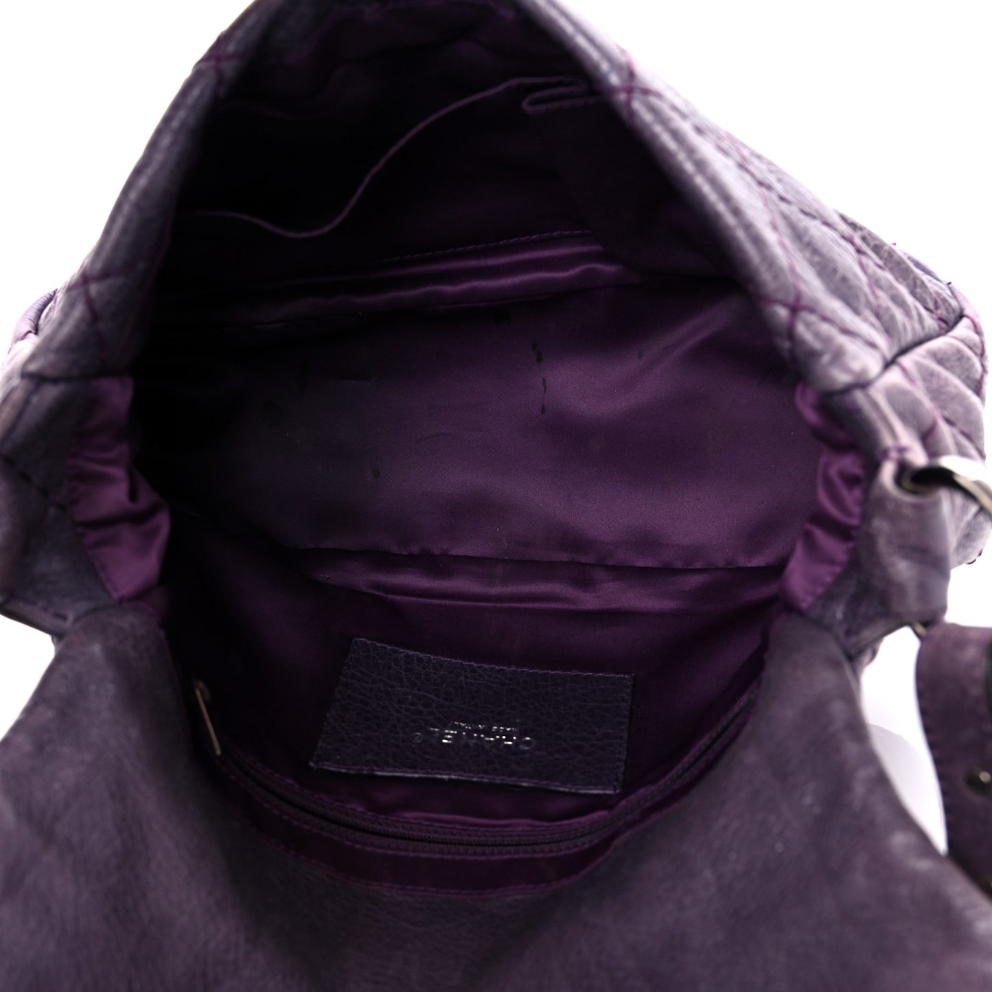 Glazed Calfskin Stitched On The Road Flap Purple