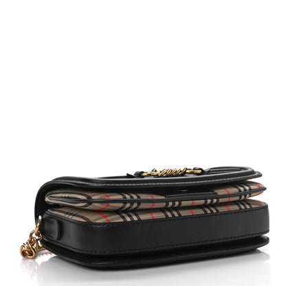 Burberry Smooth Calfskin 1983 Knight Check Link Shoulder Bag Black 4 of 9