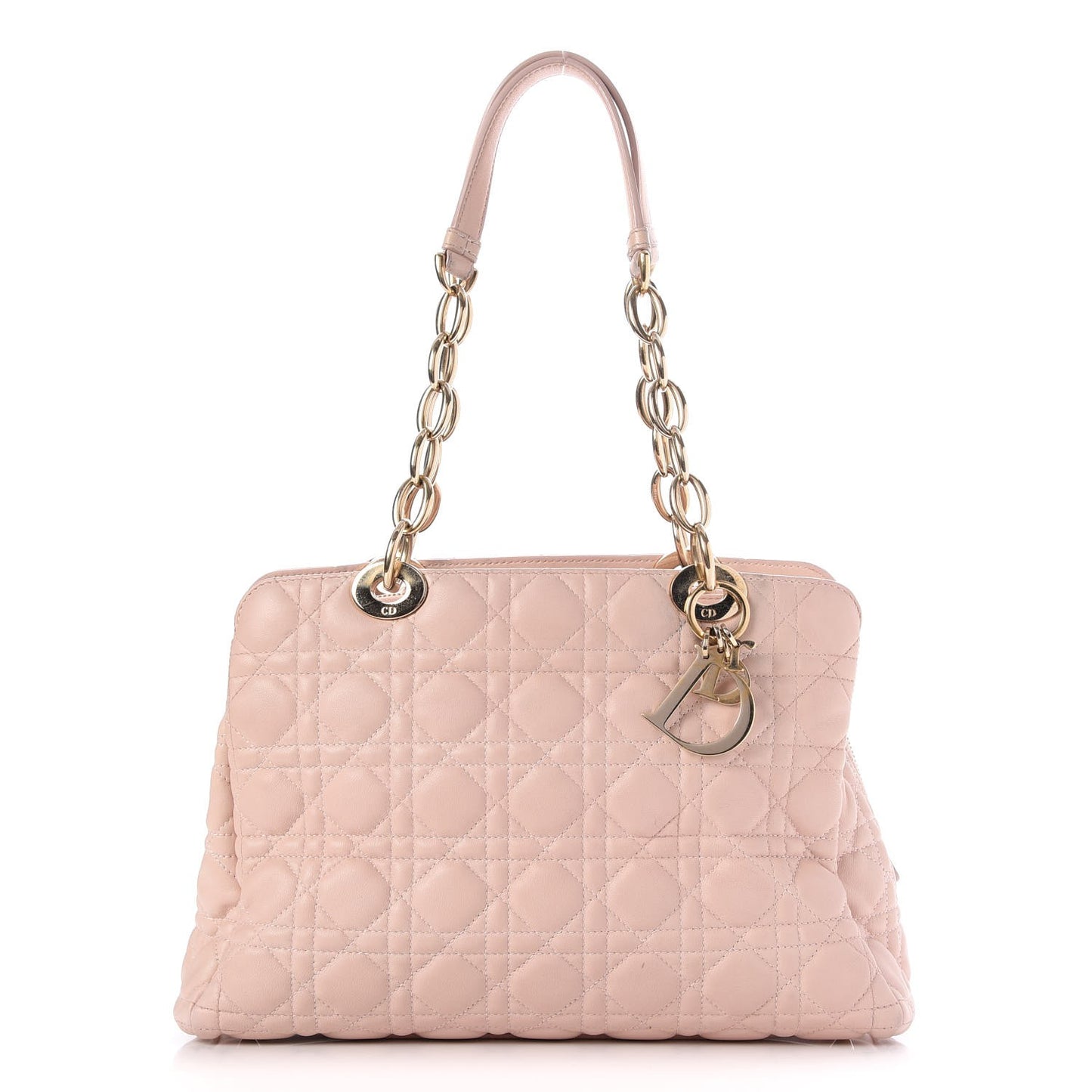 Lambskin Cannage Small Dior Soft Zipped Shopping Tote Light Pink
