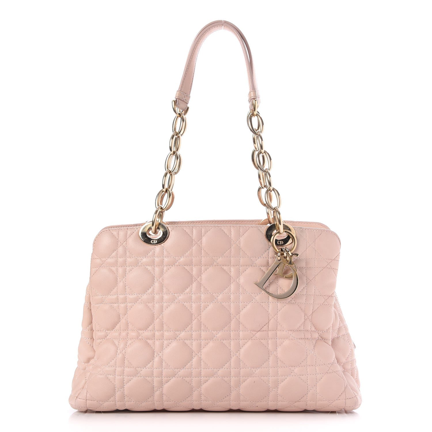 Christian Dior Lambskin Cannage Small Dior Soft Zipped Shopping Tote Light Pink 1 of 8