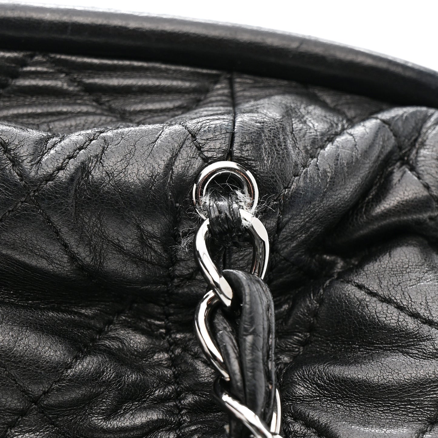 Lambskin Quilted Sharpei Frame Tote Black
