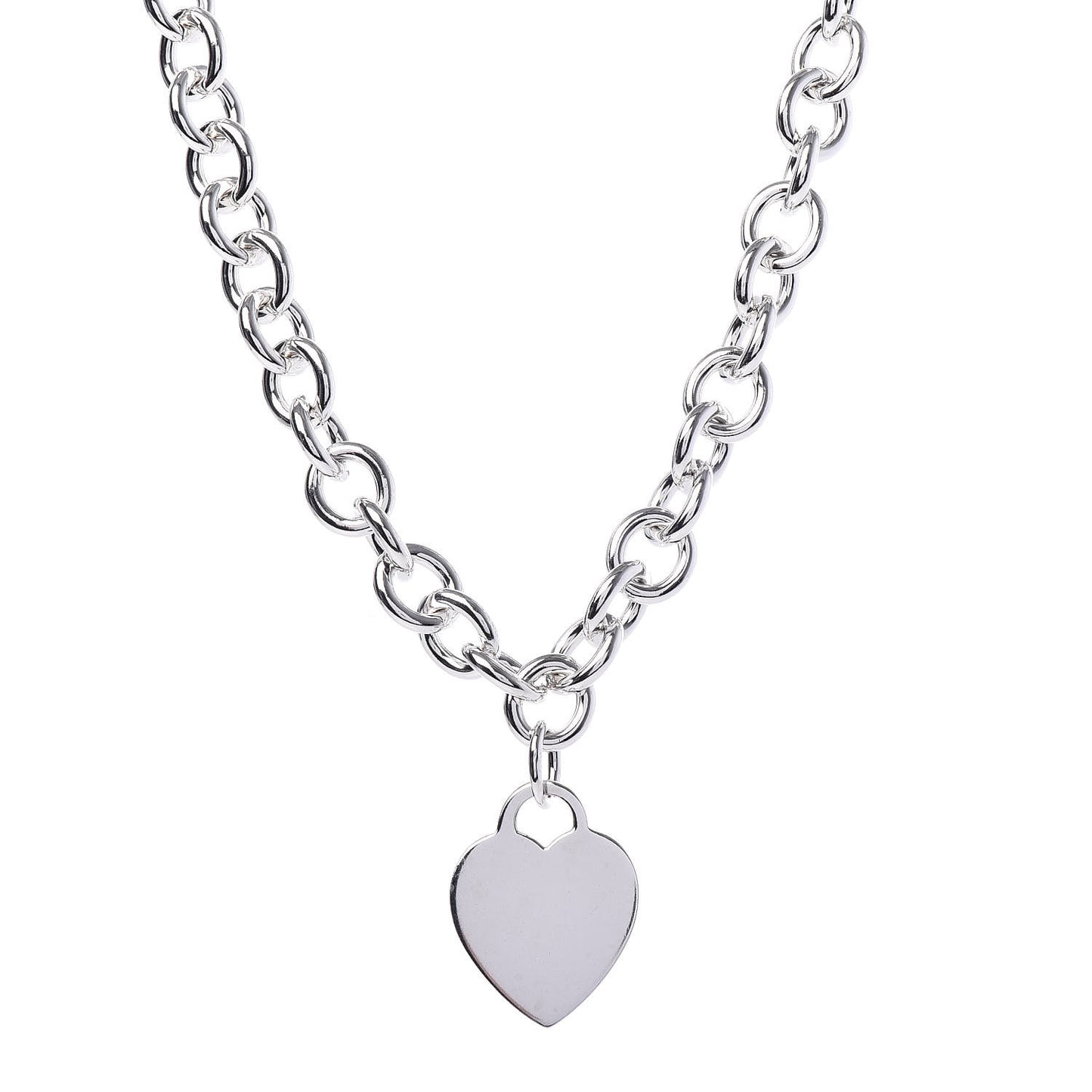 Sterling Silver Heart Tag Toggle Necklace