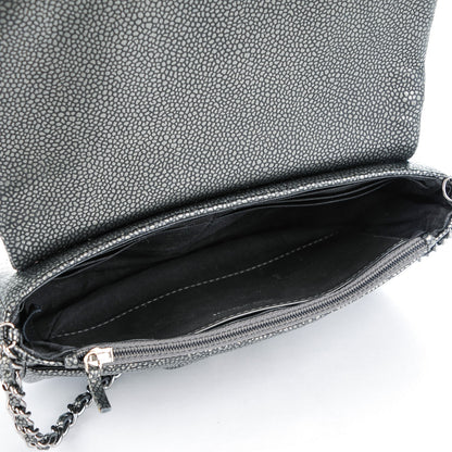 Chanel Metallic Caviar Half Moon Wallet On Chain WOC Dark Silver 5 of 8