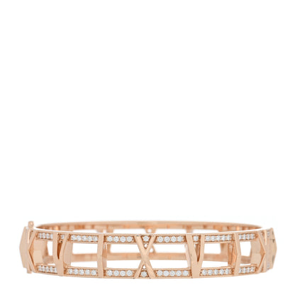 Tiffany 18K Rose Gold Diamond Atlas X Open Hinged Bangle Bracelet 2 of 5