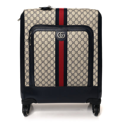 Gucci GG Supreme Monogram Textured Dollar Calfskin Web Savoy Cabin Plus Trolley Beige Blue 1 of 12