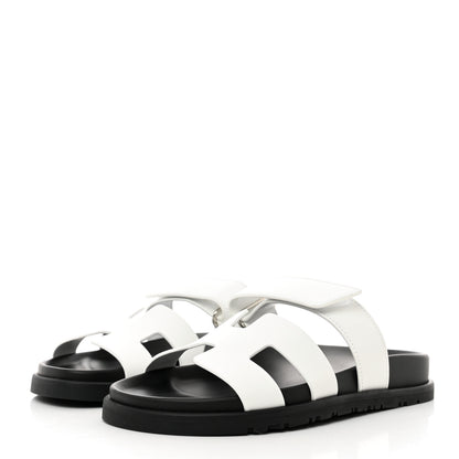 Hermes Calfskin Womens Chypre Sandals 35 White 3 of 9