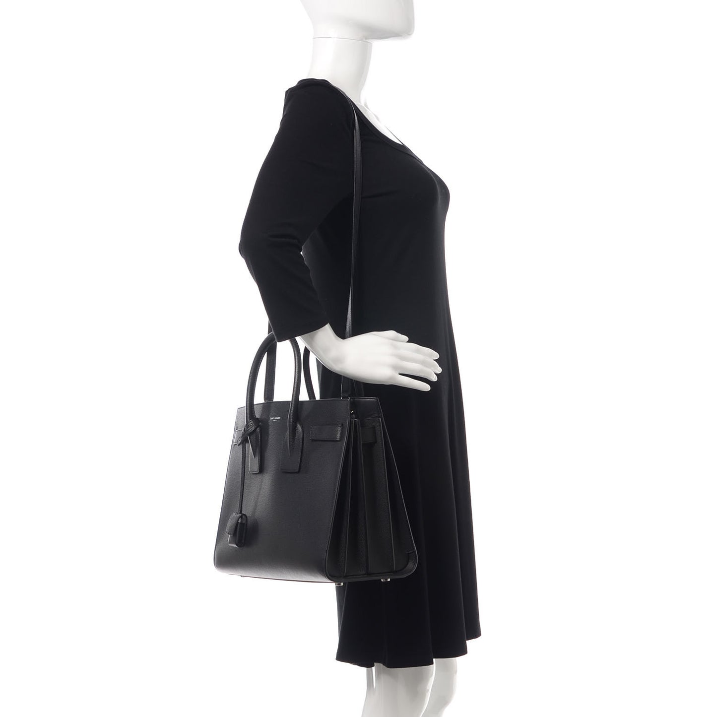 Grained Calfskin Small Sac De Jour Black
