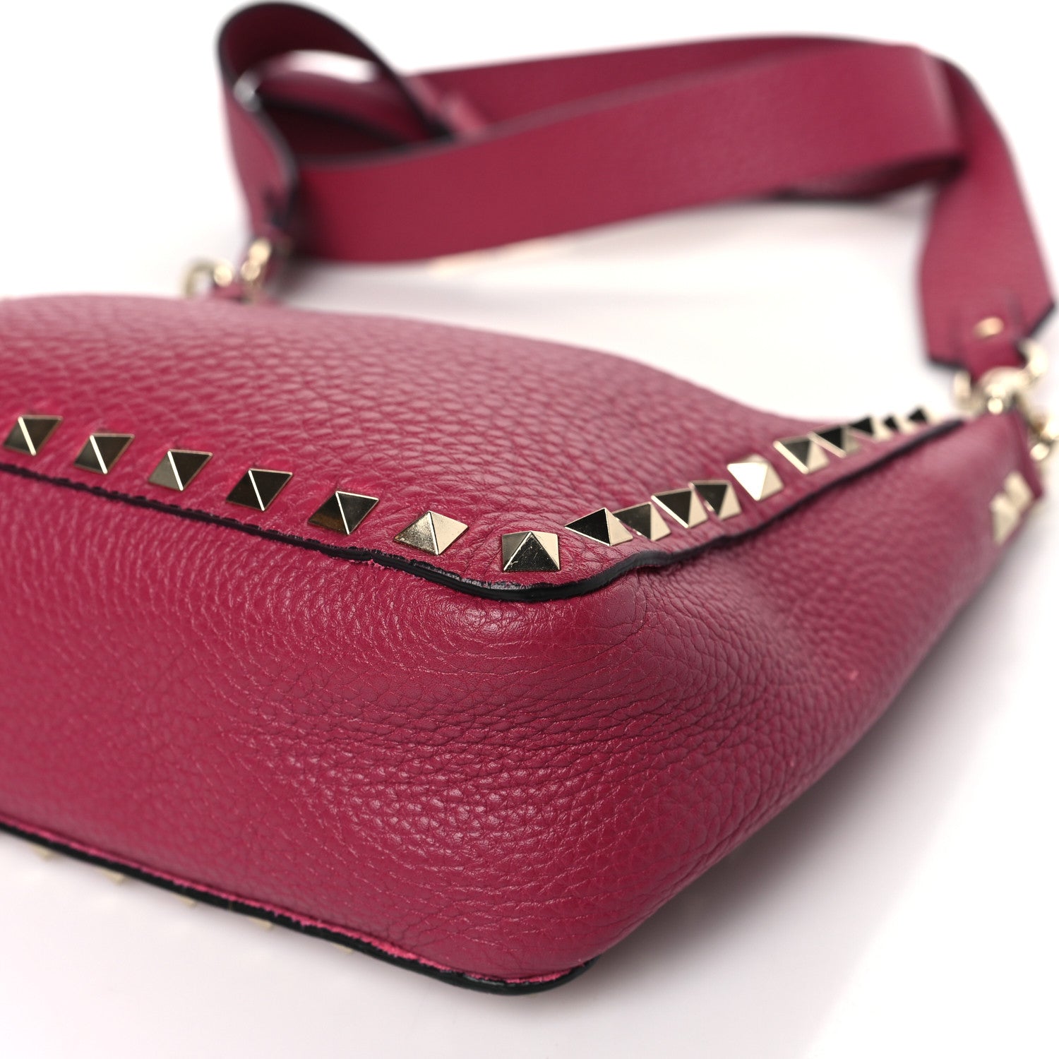 Valentino Garavani Pebbled Calfskin Mini Rockstud Flip-Lock Messenger Bag Raspberry 8 of 9