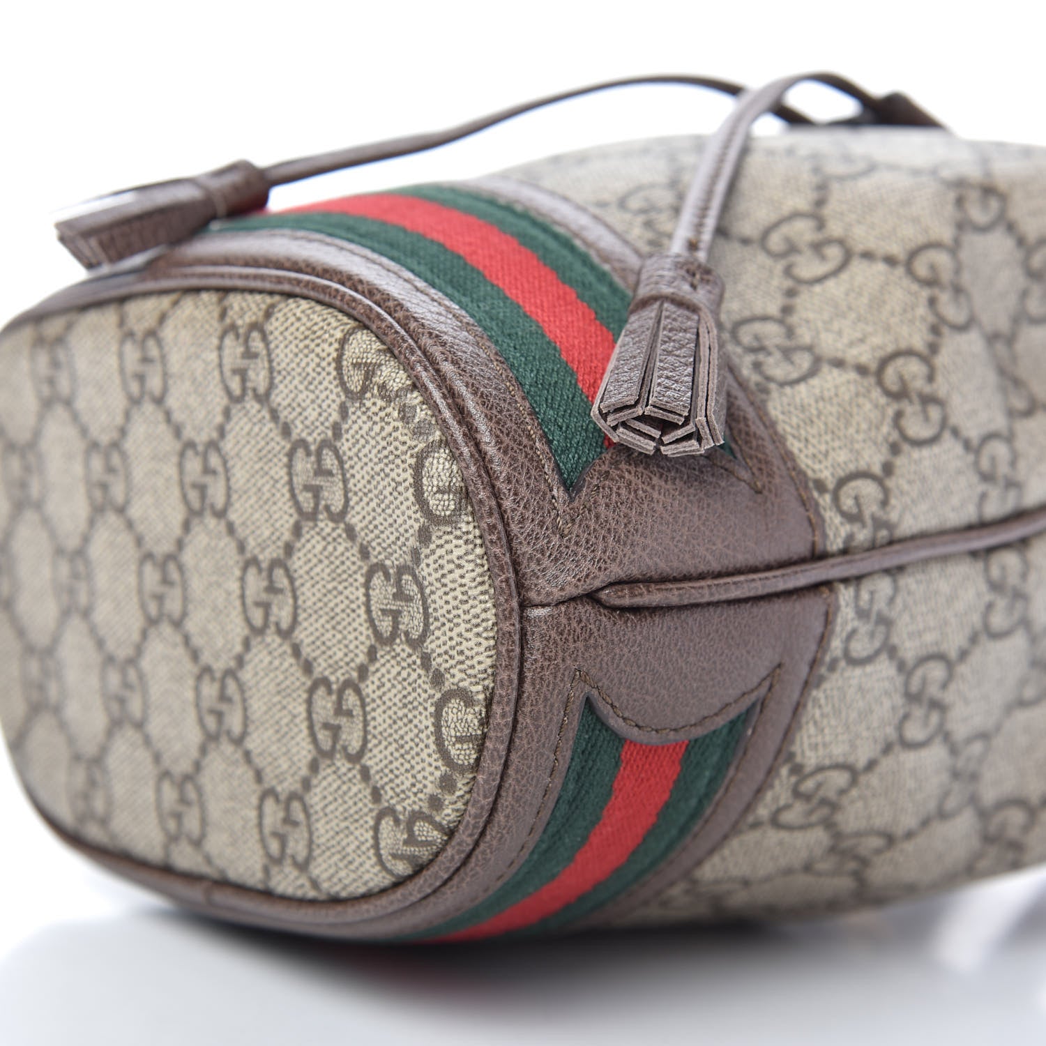 Gucci GG Supreme Monogram Web Mini Ophidia Bucket Bag Brown 7 of 9