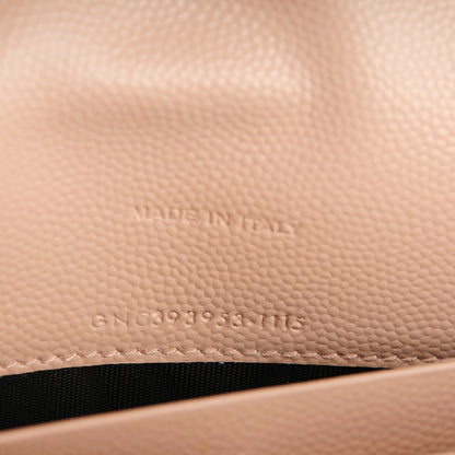 Saint Laurent Grain De Poudre Matelasse Chevron Monogram Envelope Chain Wallet Pale Pink 7 of 8