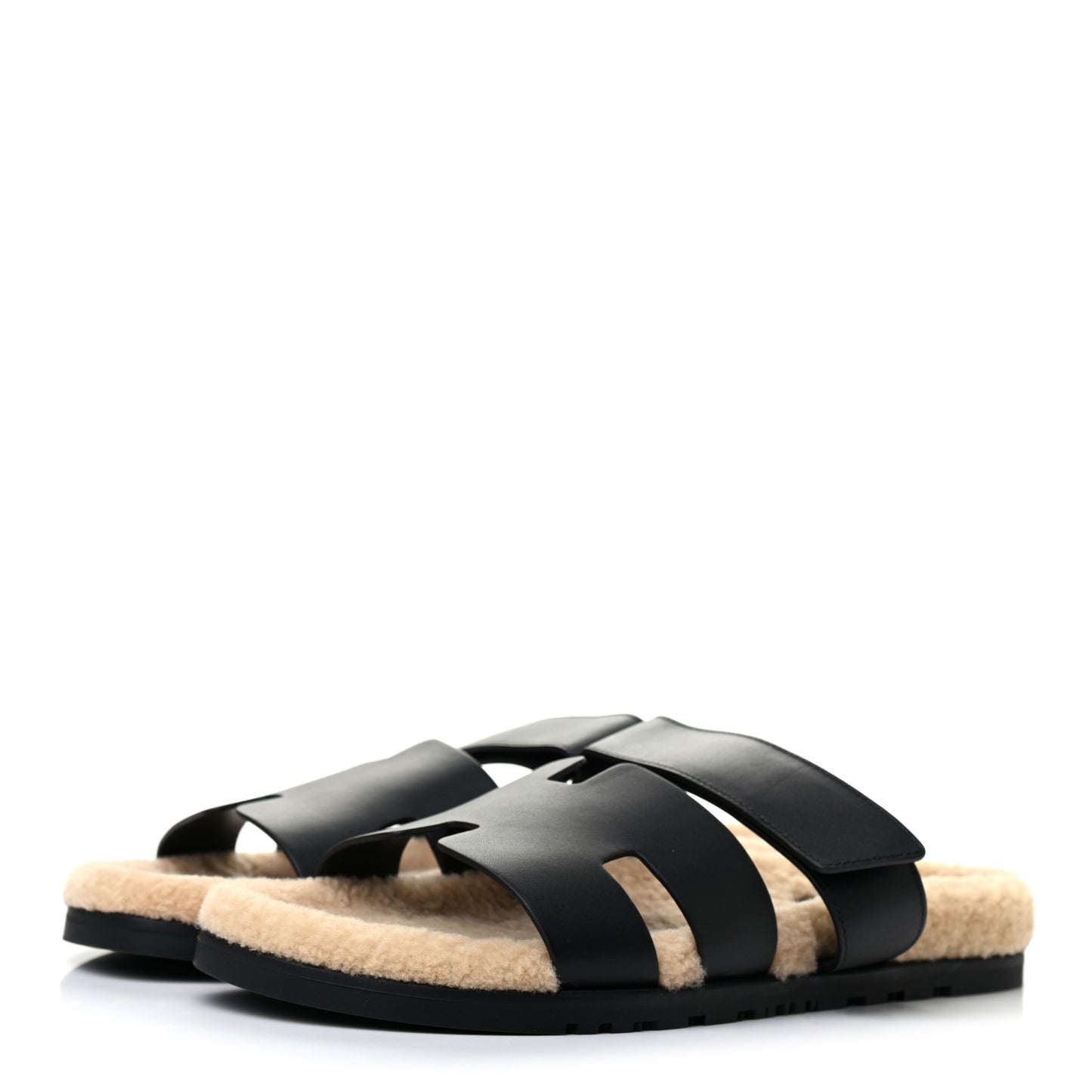 Veau Indios Woolskin Mens Chypre Sandals 43 Black Ecru