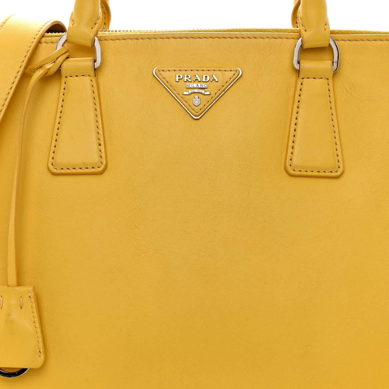 Prada City Calf Medium Galleria Double Zip Tote Yellow 13 of 25