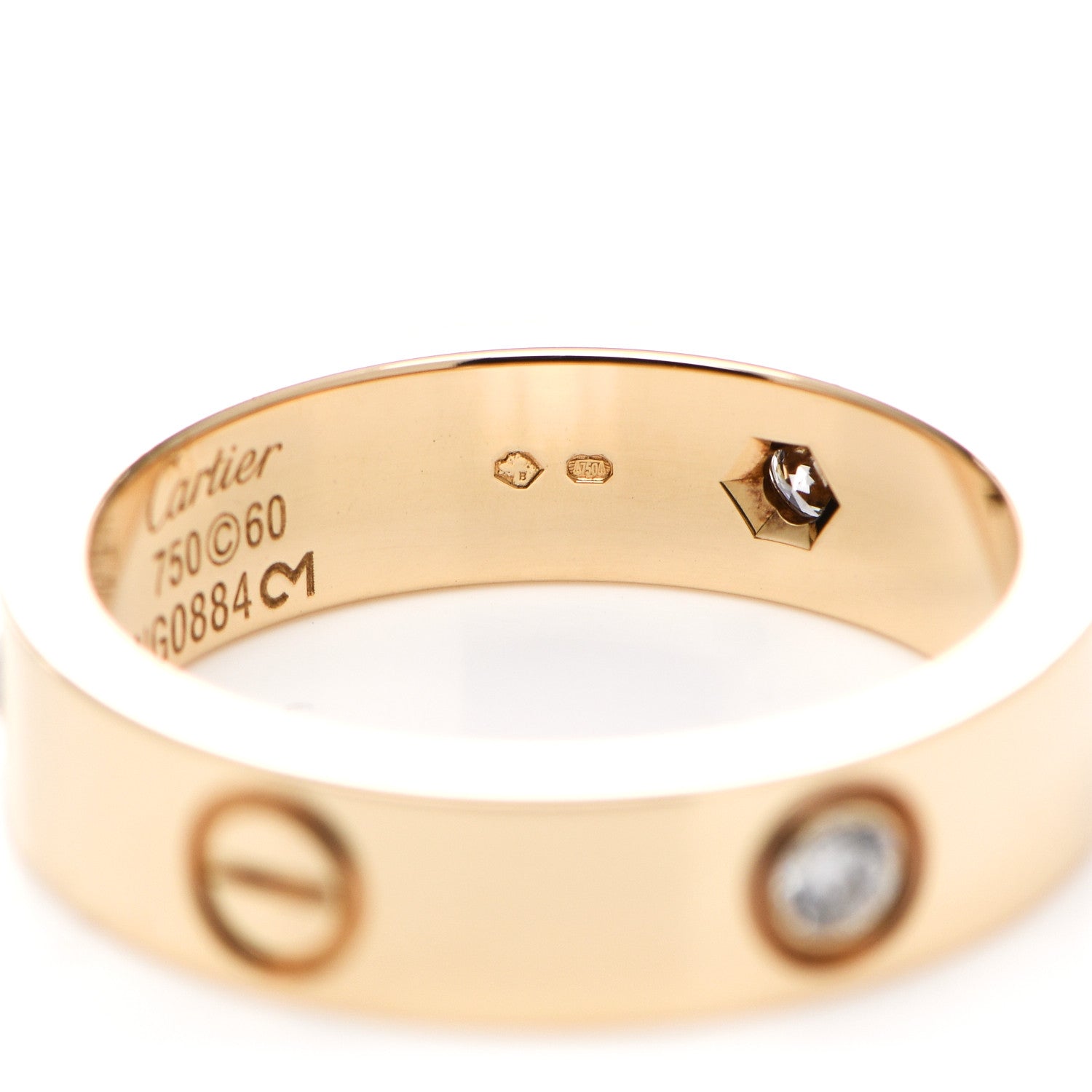 Cartier 18K Yellow Gold 3 Diamond 5.5mm LOVE Ring 60 9 5 of 6