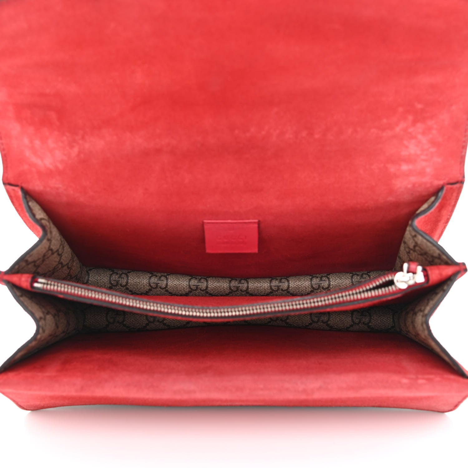 Gucci GG Supreme Monogram Suede Small Dionysus Shoulder Bag Beige Ebony Vulcanic Red 5 of 12