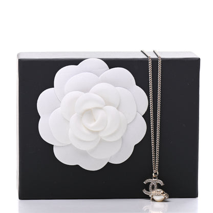 Chanel Crystal Pearl CC Lace Camellia Necklace Gold 6 of 6