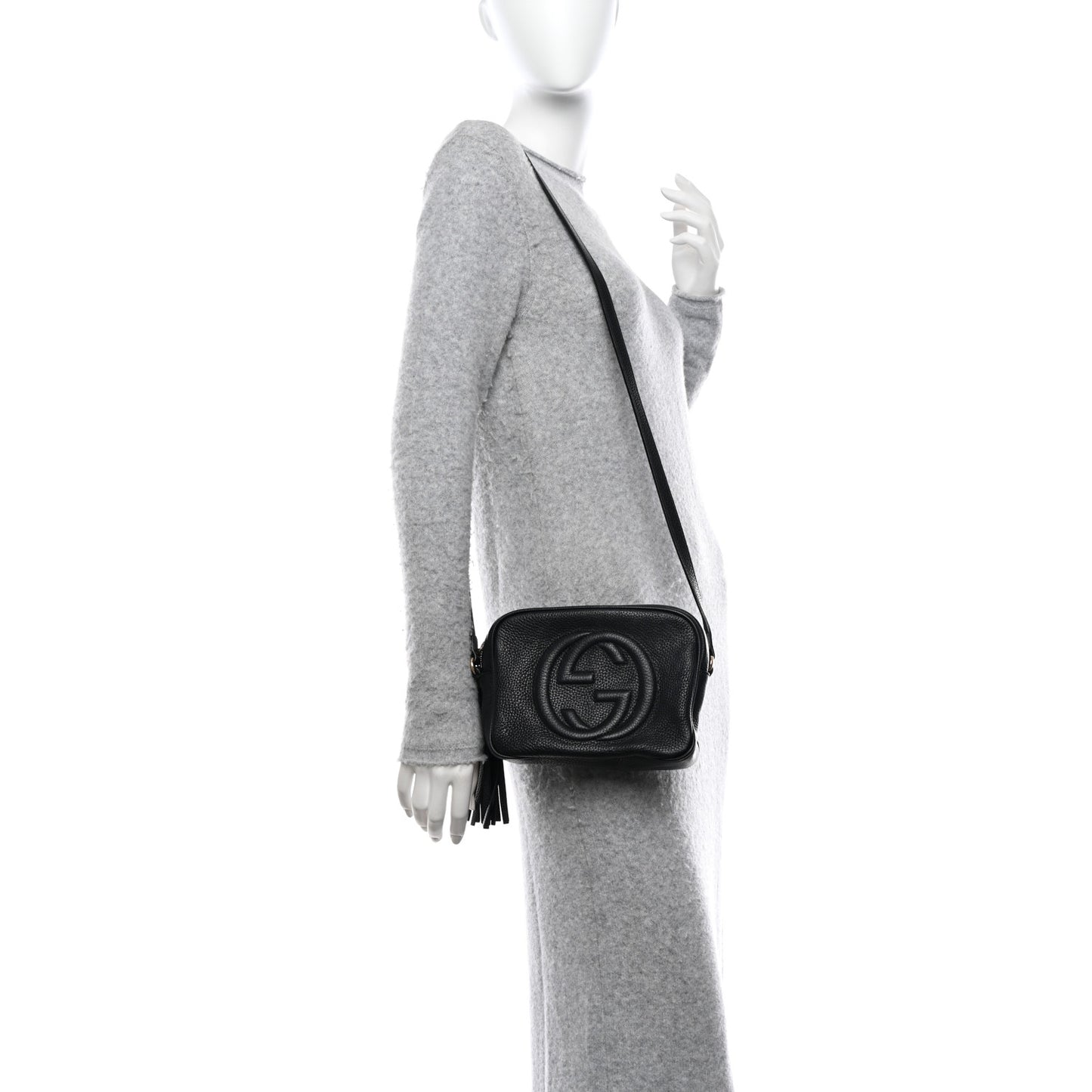 Pebbled Calfskin Small Soho Disco Bag Black