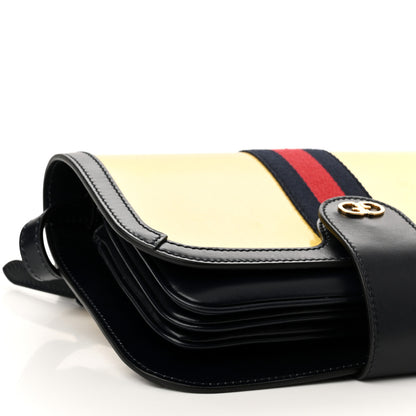 Gucci Crystal Monogram Plutone Calfskin Web Ophidia Flap Messenger Bag Straw Yellow Blue 9 of 10