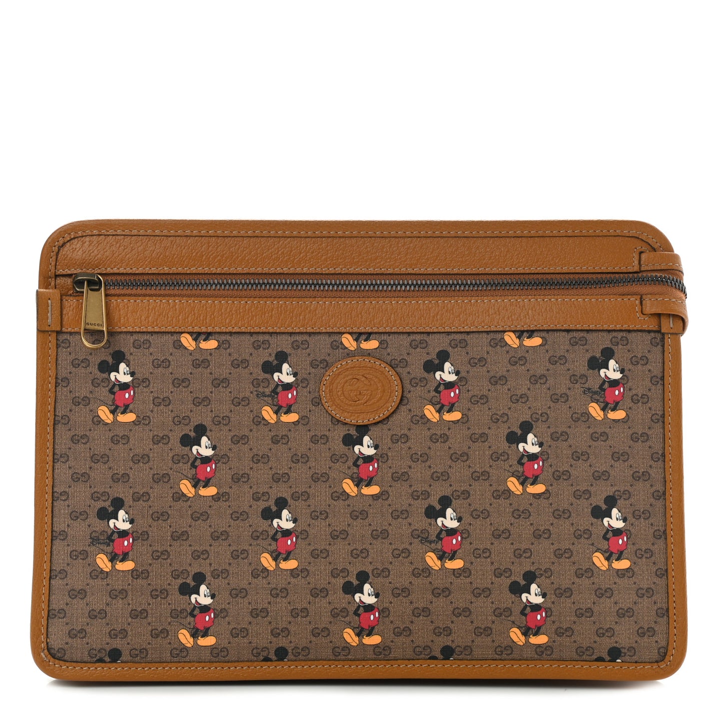 X DISNEY Mini Vintage GG Supreme Monogram Mickey Mouse Documents Holder Beige Vintage Sun Oil