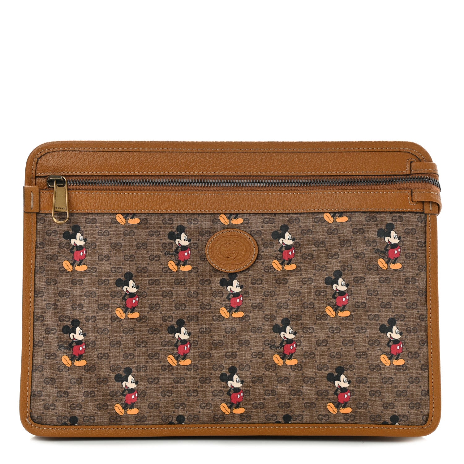 Gucci X DISNEY Mini Vintage GG Supreme Monogram Mickey Mouse Documents Holder Beige Vintage Sun Oil 1 of 8