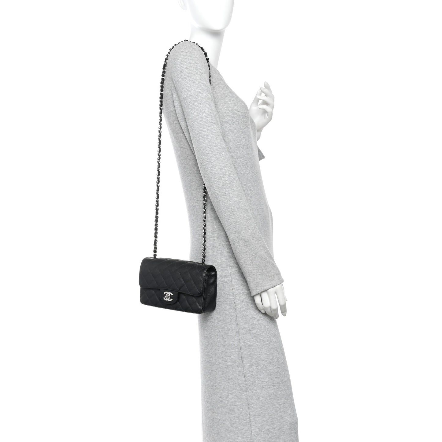 Caviar Quilted Mini Rectangular Flap Black