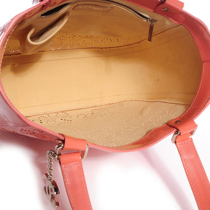 Chanel Patent Perforated CC N°5 Tote Coral 7 of 9