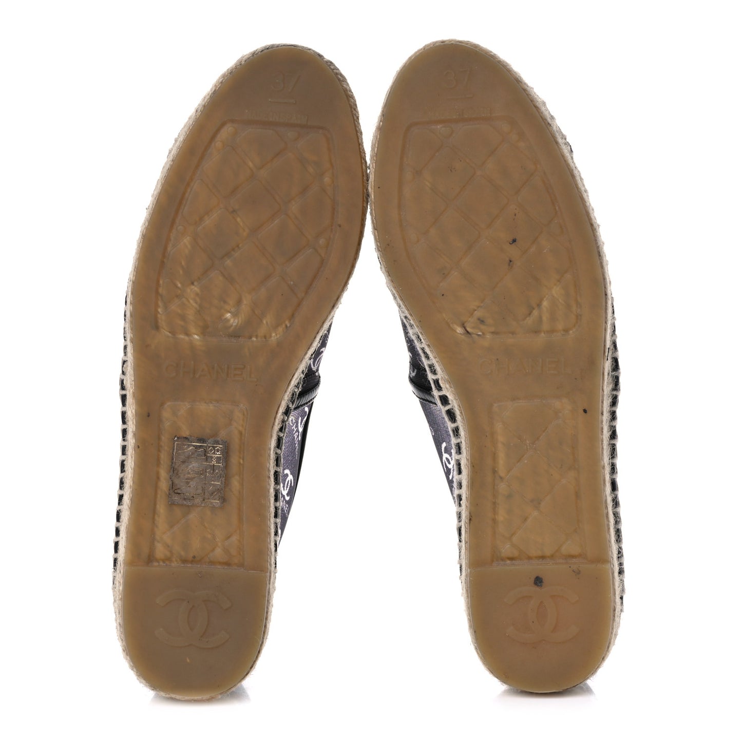 Mesh Grosgrain CC Espadrilles 37 Black White
