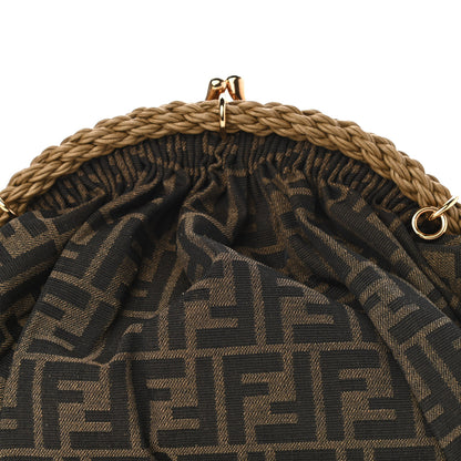 Fendi Fabric Jacquard FF Braided Shell Clutch Tobacco 13 of 18