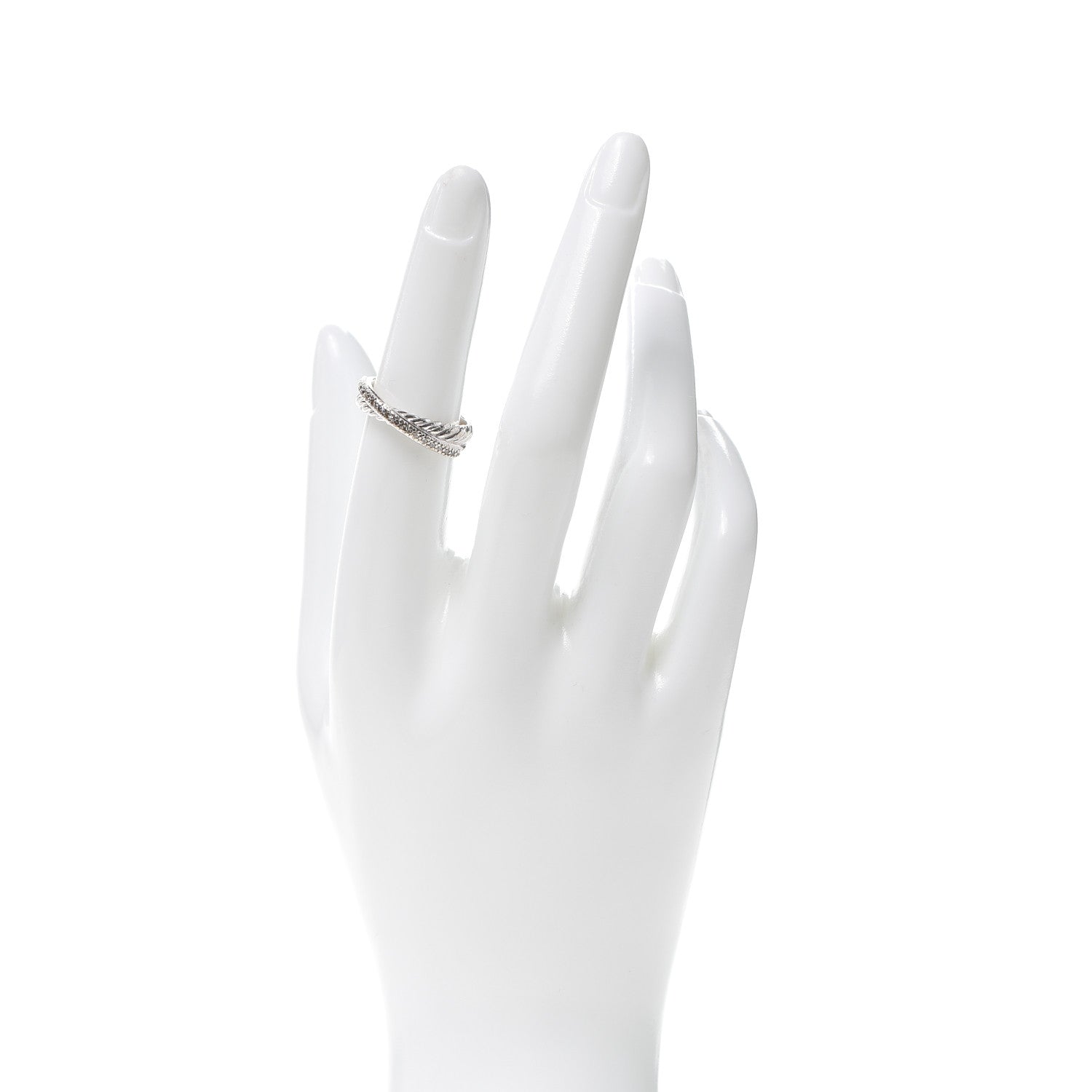 David Yurman Sterling Silver Diamond 5mm Crossover Ring 52 6 2 of 4