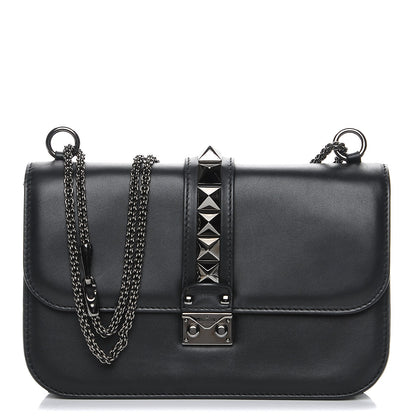 Valentino Garavani Vitello Medium Glam Lock Rockstud Flap Black 1 of 7