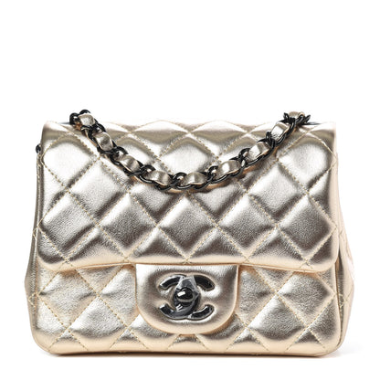 Chanel Metallic Lambskin Quilted Mini Square Flap Gold Black 1 of 10