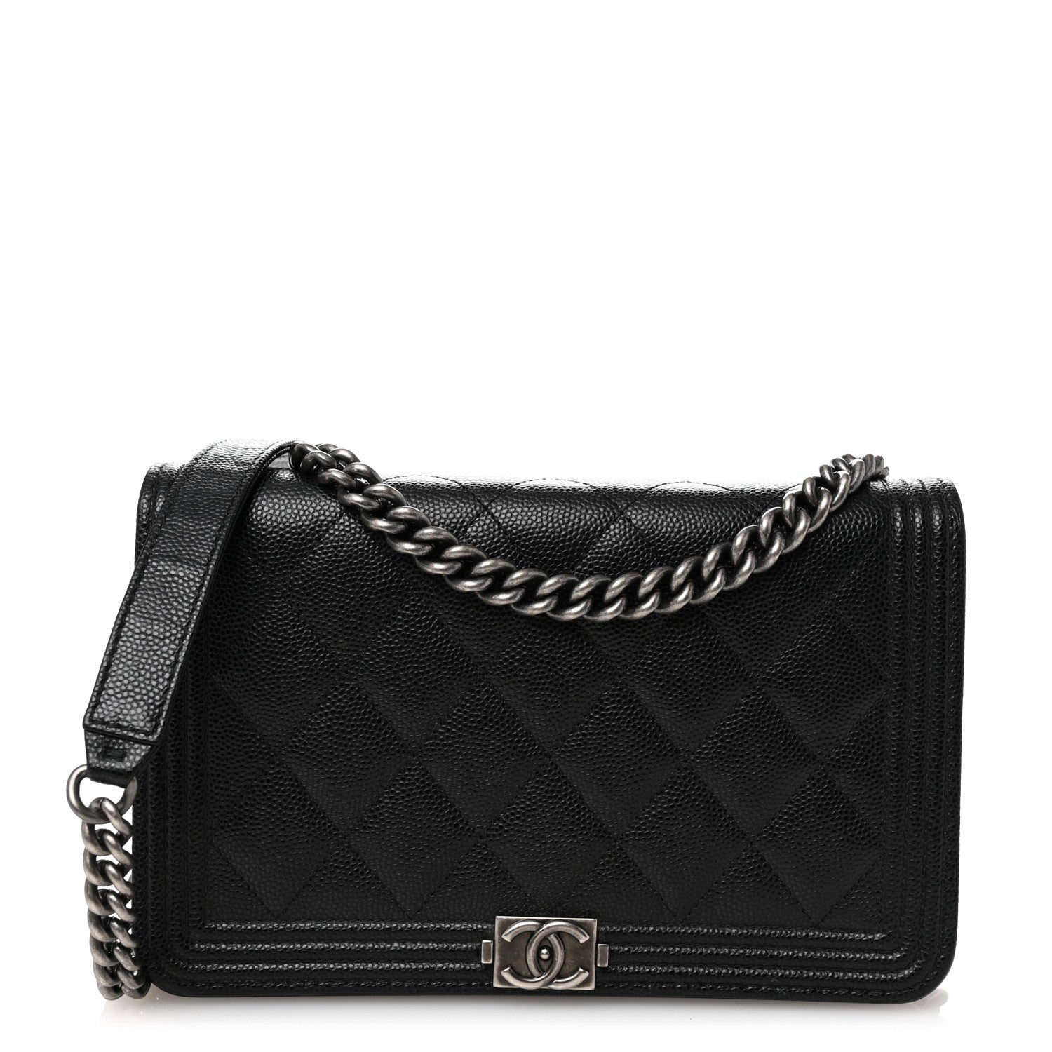 Chanel Caviar Quilted Boy Wallet On Chain WOC Black 1 of 14