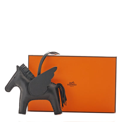 Hermes Milo Lambskin Grigri Rodeo Horse Bag Charm MM So Black 6 of 6