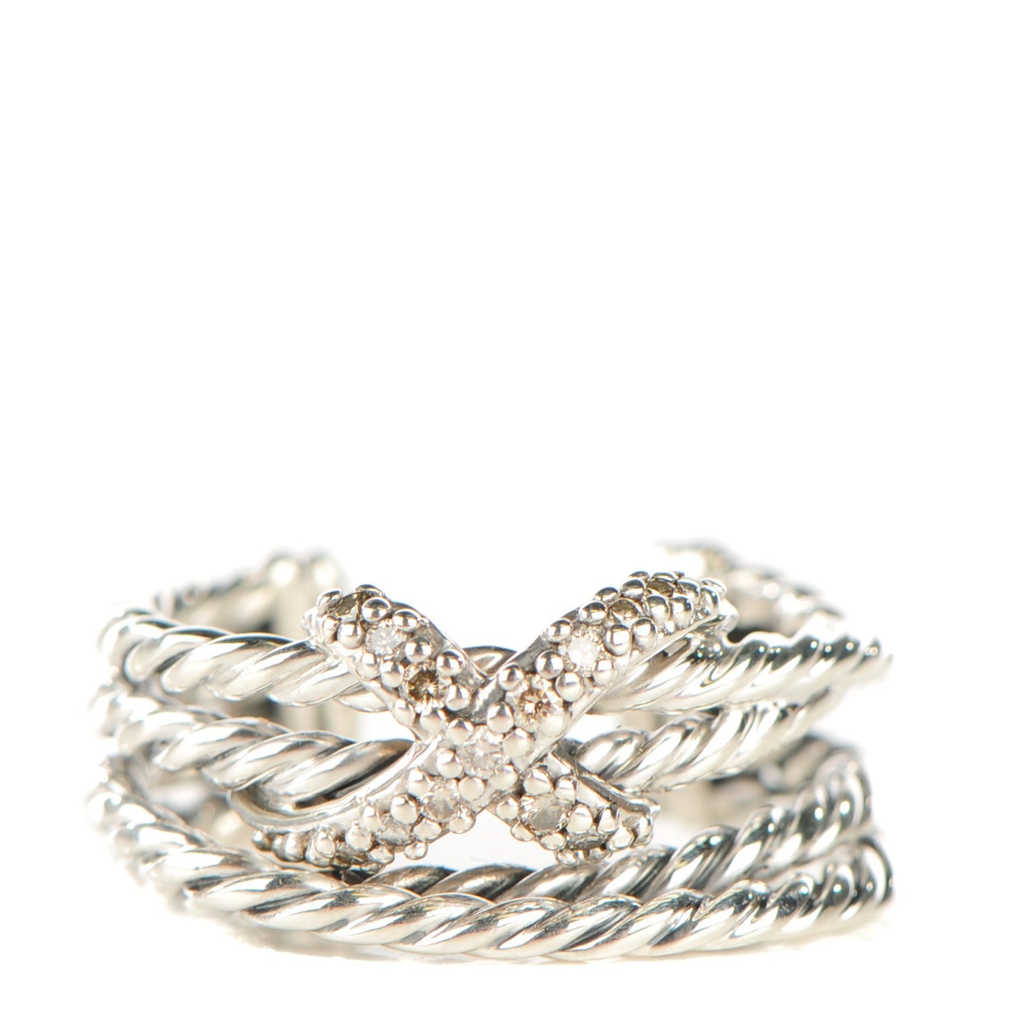 Sterling Silver Diamond 10mm X Crossover Ring 7.5