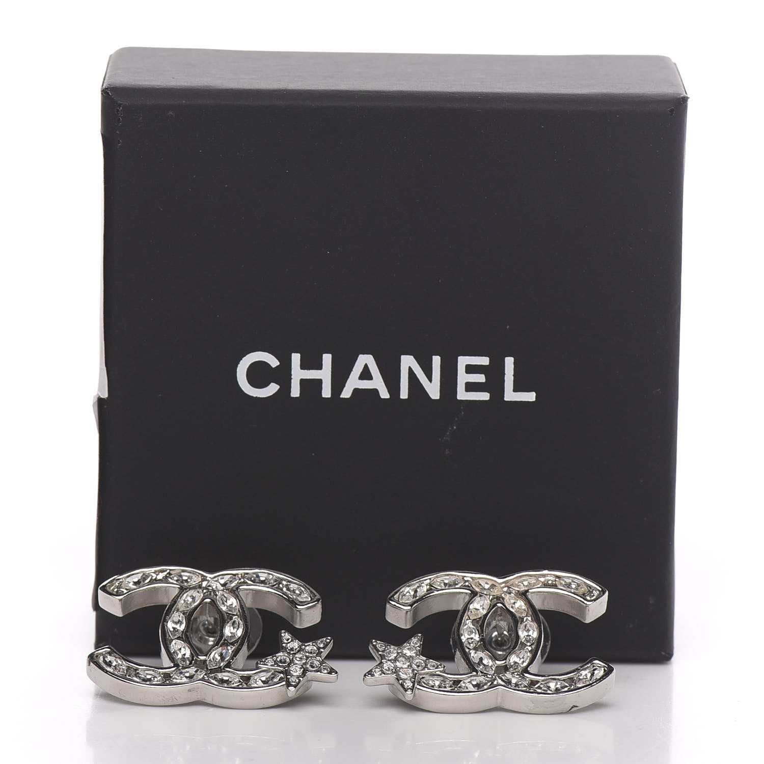 Chanel Crystal CC Starfall Earrings Silver 5 of 5