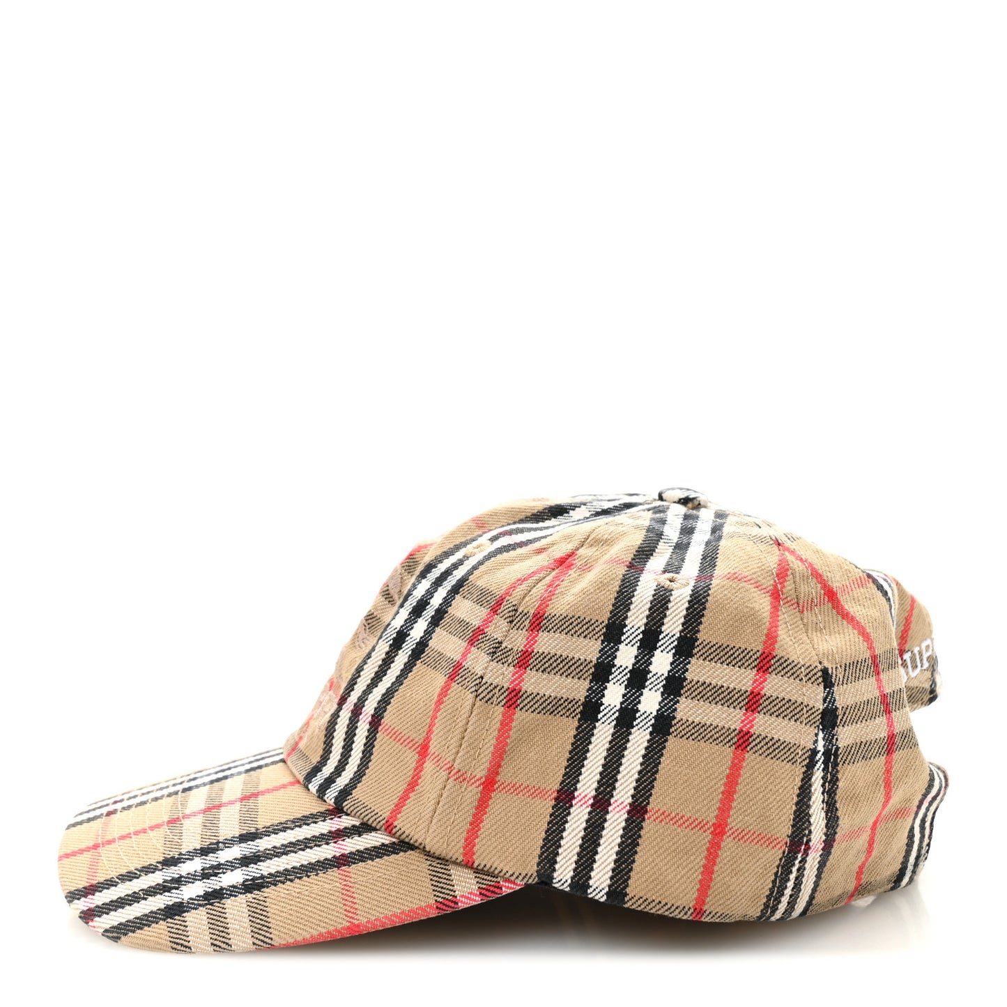 X SUPREME Cotton Vintage Check Monogram Baseball Hat Archive Beige