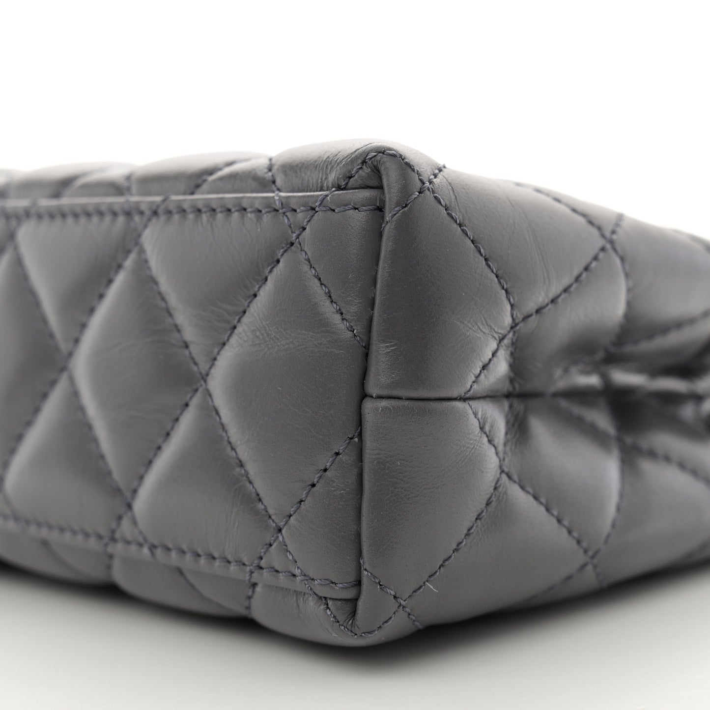 Shiny Aged Calfskin Quilted Nano Kelly Shopper Grey