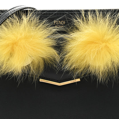 Fendi Vitello Dolce Fox Fur Monster Eyes Mini 2Jours Pouch Black Yellow 8 of 11