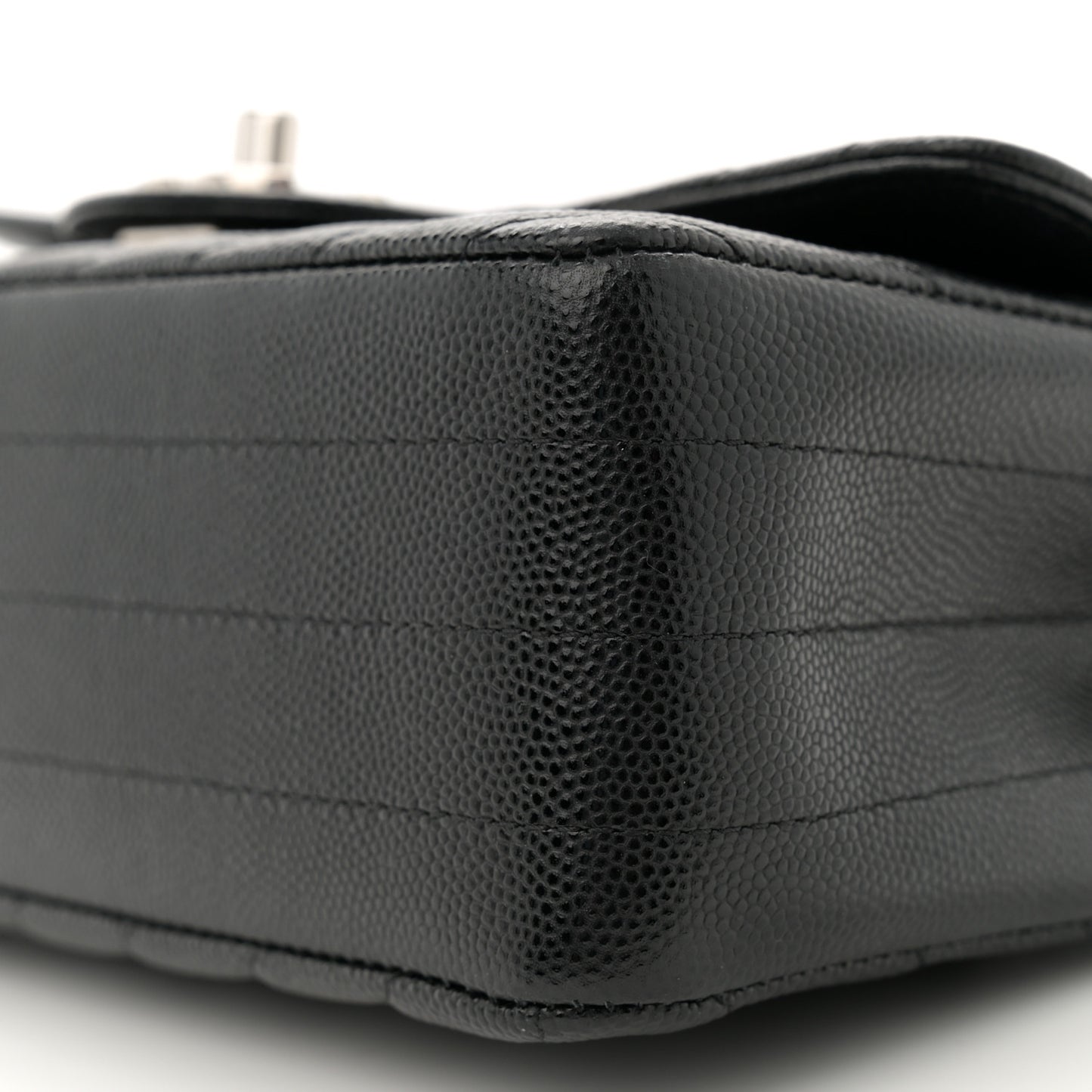 Caviar Chevron Quilted Mini Rectangular Flap Black