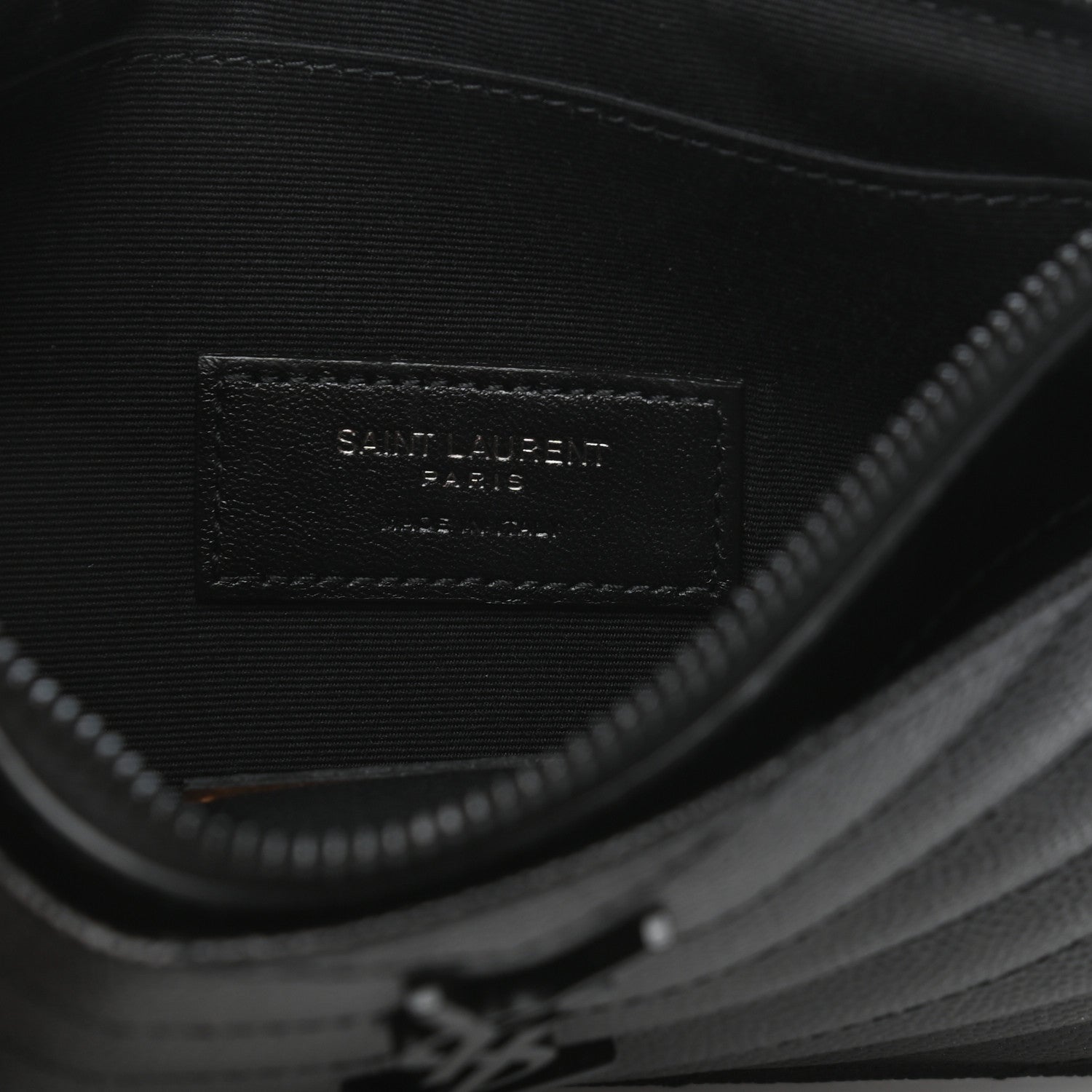 Saint Laurent Grain De Poudre Chevron Monogram Bill Pouch Black 6 of 7