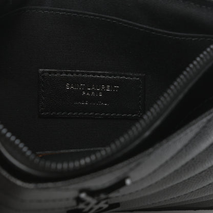 Saint Laurent Grain De Poudre Chevron Monogram Bill Pouch Black 6 of 7