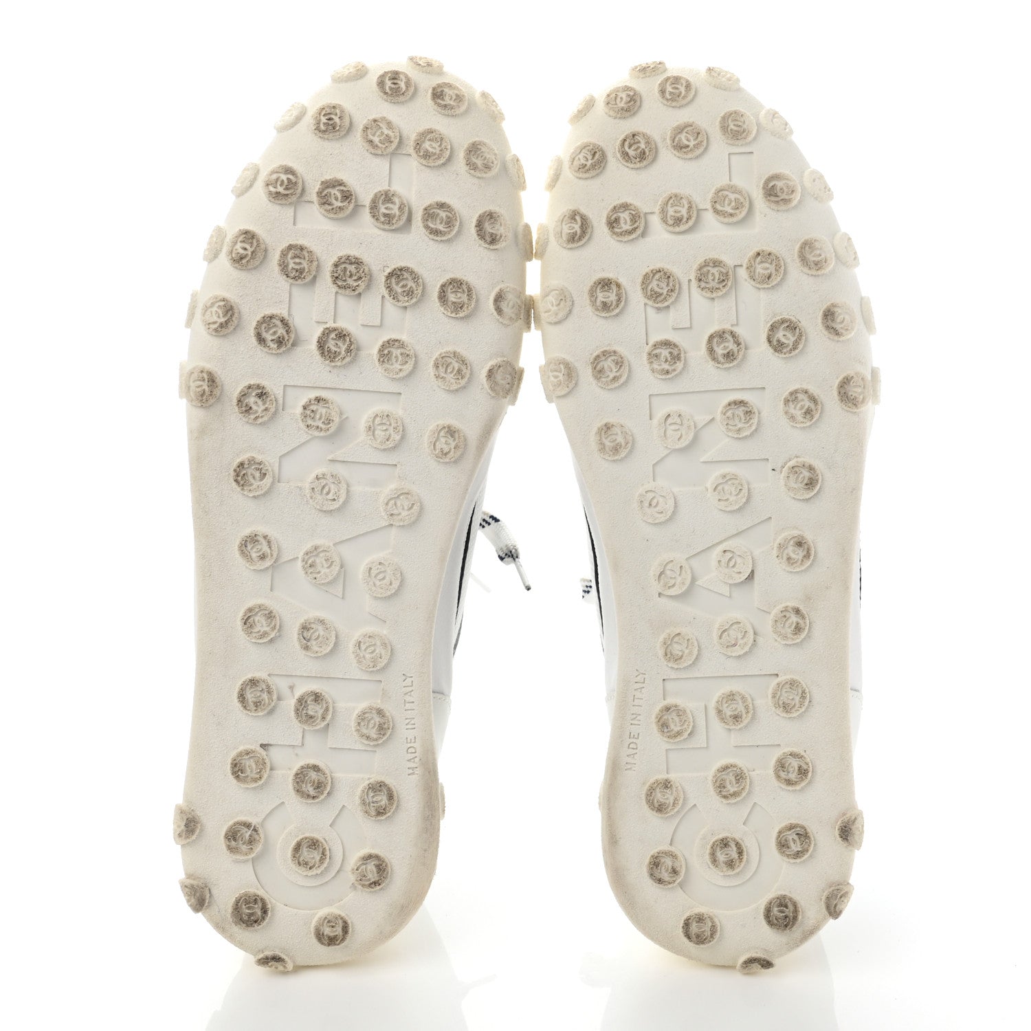 Chanel Calfskin Mesh Lycra Womens Logo Sneakers 39.5 White 5 of 16