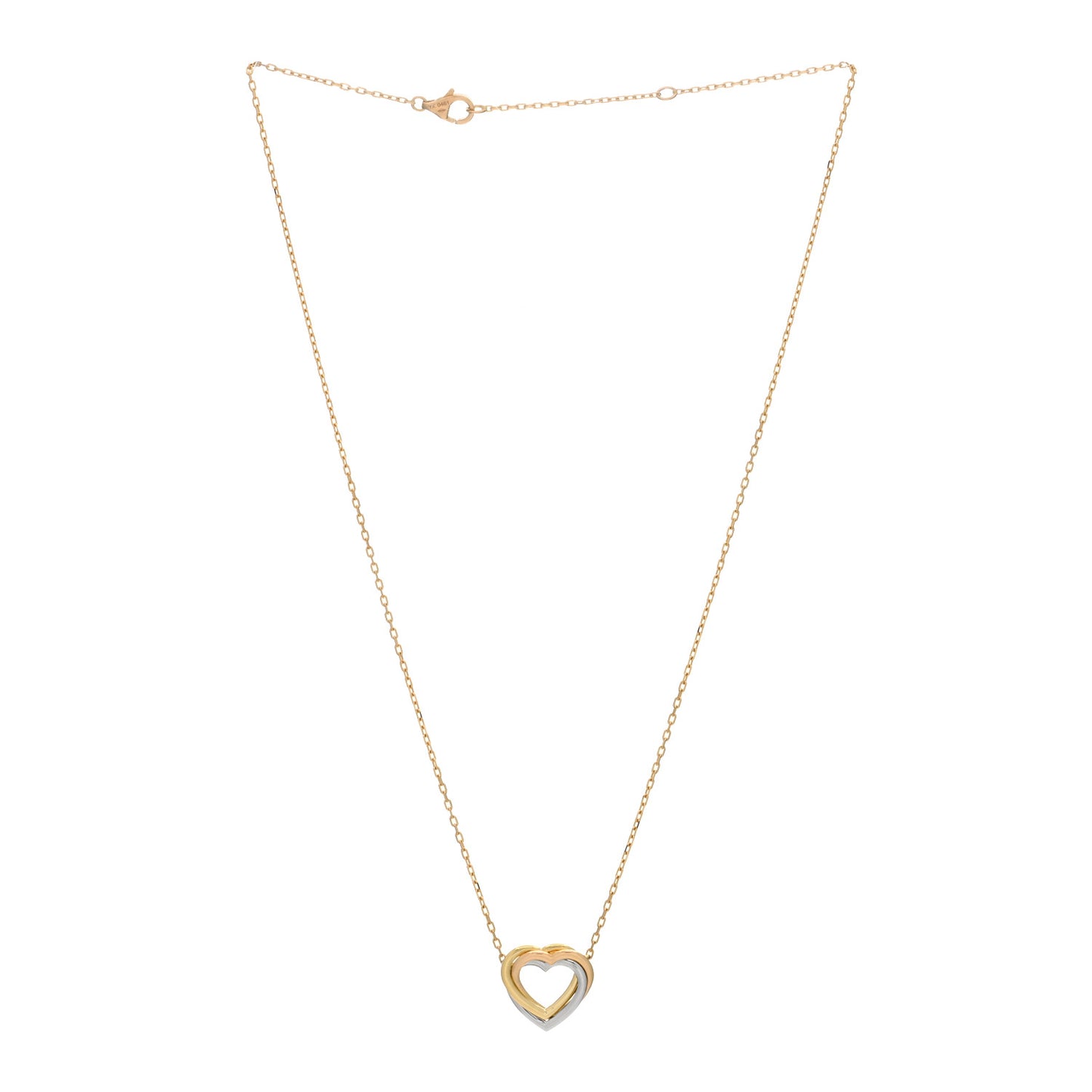 18K Pink Yellow White Gold Trinity Heart Necklace