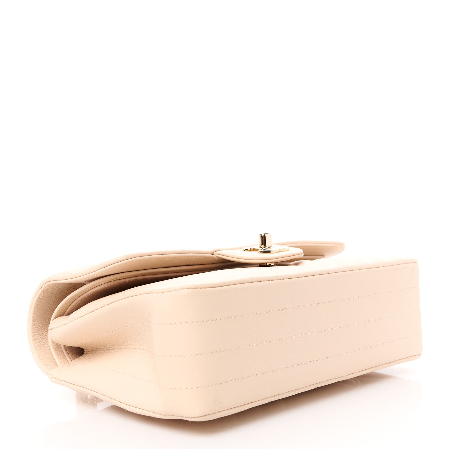 Chanel Caviar Chevron Quilted Small Double Flap Beige 4 of 11