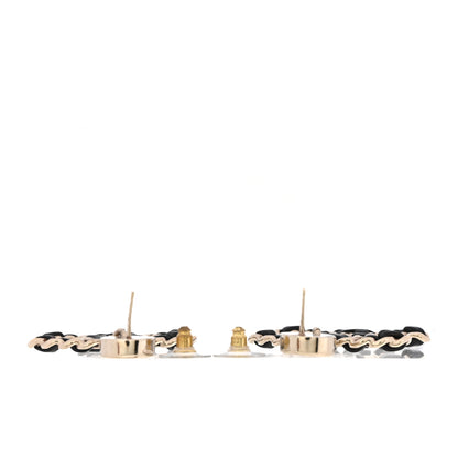 Chanel Lambskin Chain CC Drop Earrings Black Gold 3 of 5