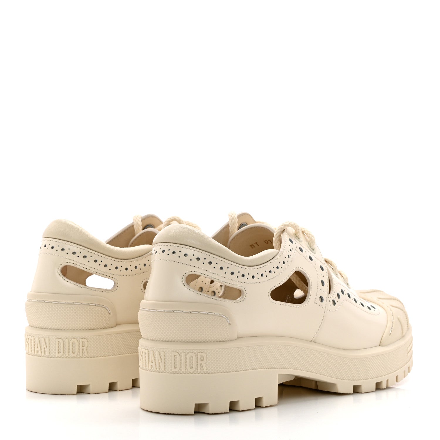 Christian Dior Brushed Calfskin Rubber Perforated Dioriron Derby Flat Shoes 36.5 Off White 4 of 10