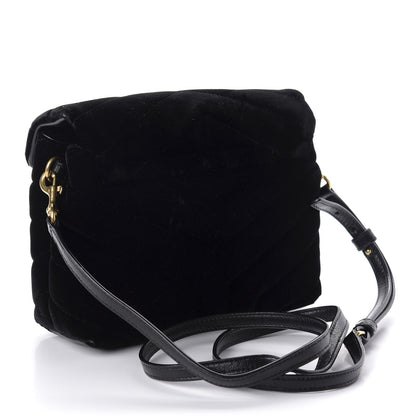 Saint Laurent Velvet Y Quilted Monogram Toy Loulou Chain Satchel French Black 3 of 10