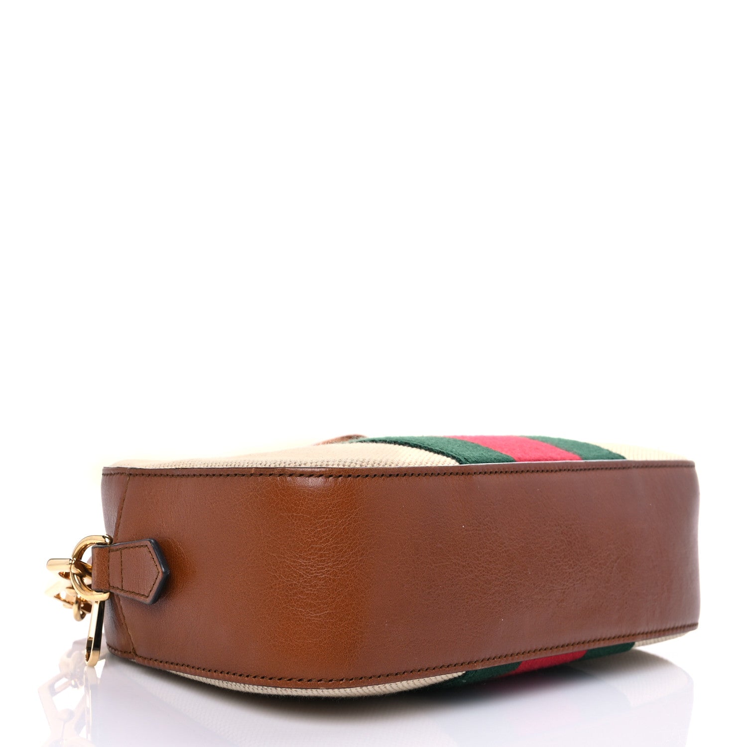 Gucci Vintage Canvas Web Shoulder Bag Sand Cuir 4 of 8
