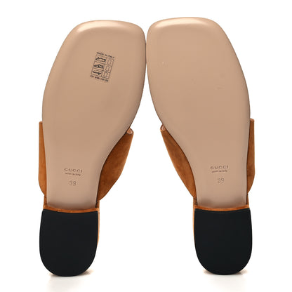 Gucci Suede Cachemire Blondie 15mm Thong Sandals 39 Blondie Cognac 5 of 8