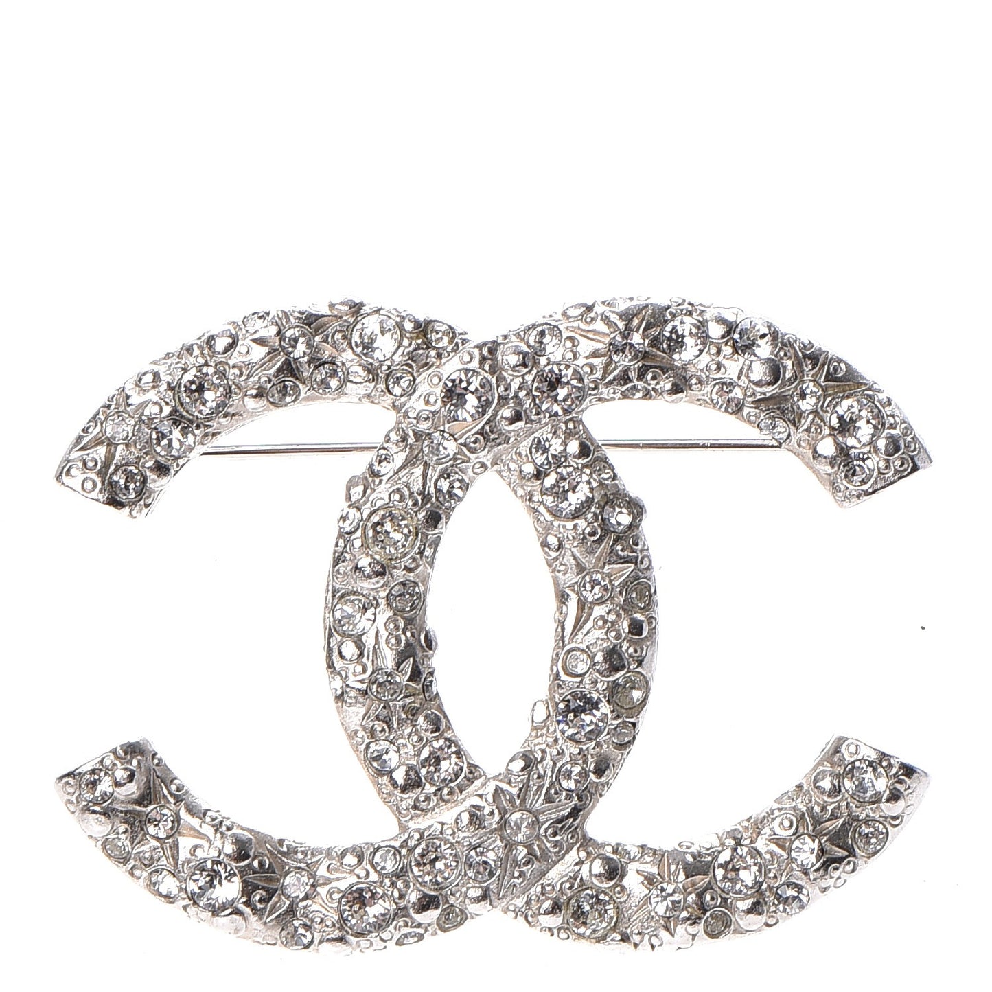 Swarovski Crystal Large CC Brooch Silver
