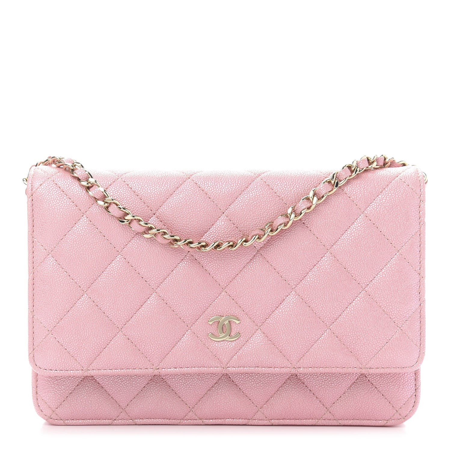 Chanel Iridescent Caviar Quilted Wallet on Chain WOC Pink 1 of 13